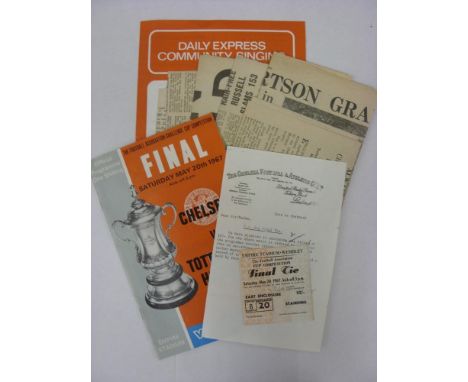 FA CUP FINAL, 1967, a collection of football items relating to the fixture Chelsea v Tottenham Hotspur, played at Wembley on 