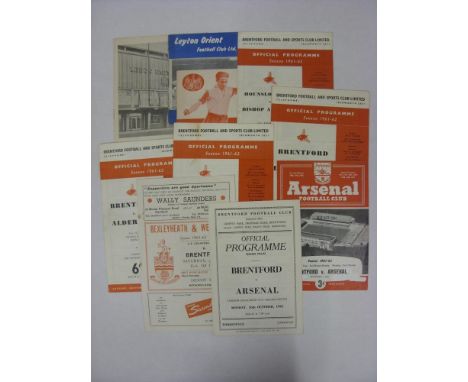 BRENTFORD SPECIALS, 1961/1962, 10 football programmes from the season, Homes (5) Arsenal [London Challenge Cup], Oxford Unite