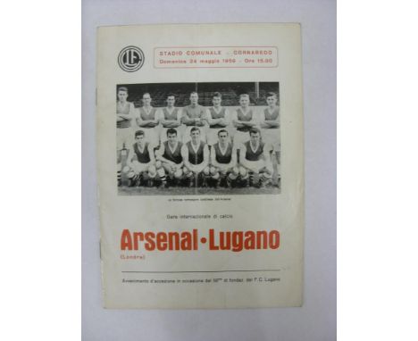 ARSENAL, 1958/1959, a football programme for the away friendly game played at Lugano on 24/05/1959 (folded).