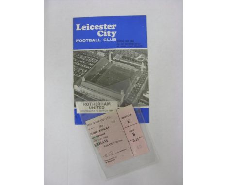 LEICESTER CITY, 1967/1968, a football programme and ticket from the fixture versus Rotherham United, played on 13/03/1968.