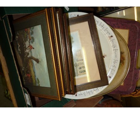 Framed hunting print, framed limited edition watercolour depicting Betty's, Harrogate (356/850) etc