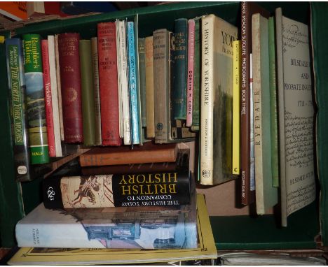 Box of assorted books, many local inc 'Ryedale', 'Stokesley Selection', 'Puppets In Yorkshire' by Walter Wilkinson, 'Through 