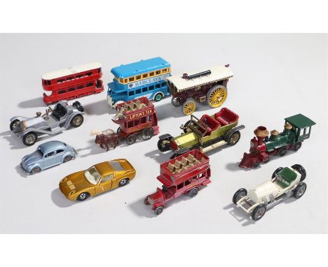 Lesney Matchbox Models of Yesteryear, consisting of Y2-1 1911 B Type London Bus, Y3-1 1907 London E Class Tramcar, Y7-2 1913 