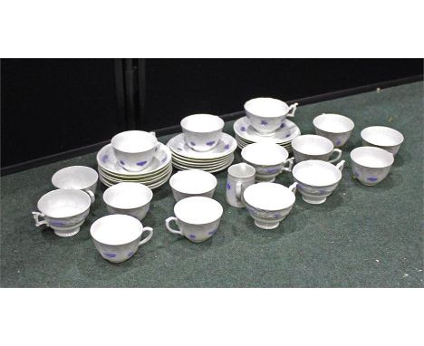 Adderley fine bone china tea service, in white with pale blue decoration