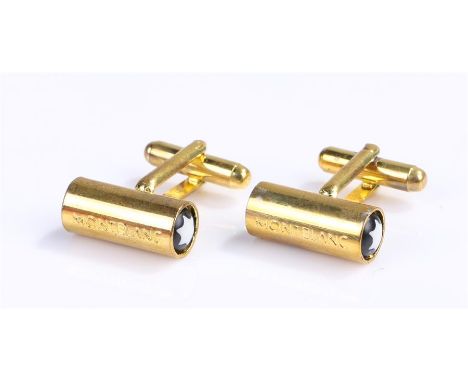 Pair of Mont Blanc cufflinks, the gold plated cufflinks with Mont Blanc white star ends