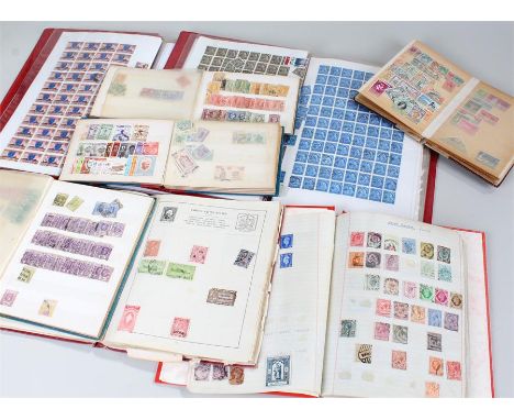 Ten stamp albums, to include Ceylon, Europe, Guernsey, Jersey, South East Asia, three Commonwealth, and two world 