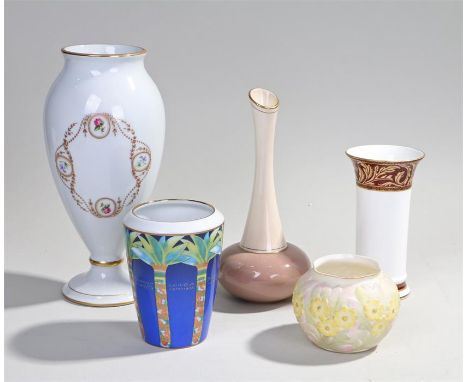 Porcelain, to include  Limoges vase, Carlton Ware vase, Royal Worcester vase, a Royal Doulton vase and another vase, (5)