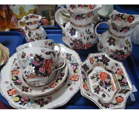 Mason's 'Mandarin' Three Graduated Jugs, two breakfast cups and saucers, plate, dish.