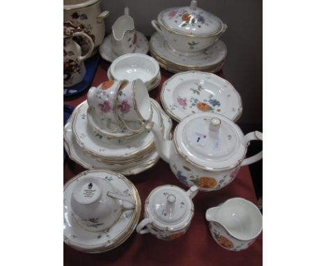 Wedgwood 'Rosemeade' Pattern Dinnerware, comprising tureen and cover, to cake plates, six dinner plates, six side plates, six