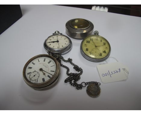 A Chester Hallmarked Silver Cased Openface Pocketwatch, (damages/lacking glass); Orator Watch Co openface pocketwatch, case b