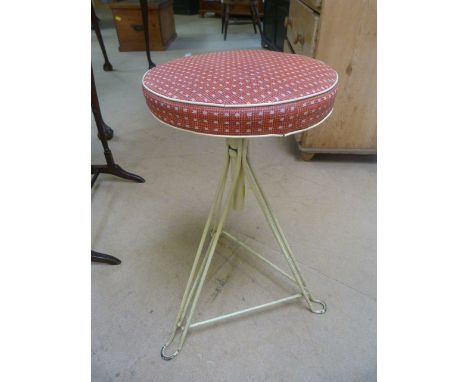 Mid Century metal and upholstered stool