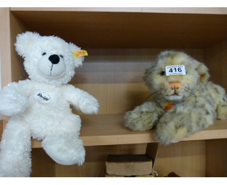 Steiff Bears - A White Lotte Bear and a Steiff  Babylowe Leopard Molly 