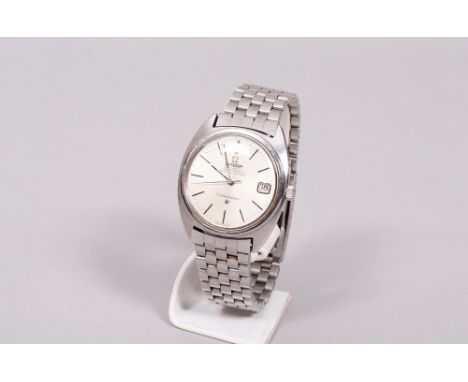 Herren-Armbanduhr, Edelstahl, Omega Constellation Automatic Chronometer silbernes Zifferblatt mit aufgesetztem Logo und Stric