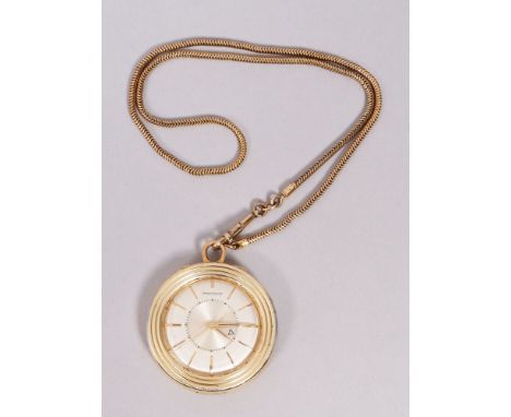 Taschenuhr/Reisewecker, Jaeger LeCoultre, 1970er Jahre Memovox, vergoldet an passender Kette, läuft im Kurztest nicht an, Rev
