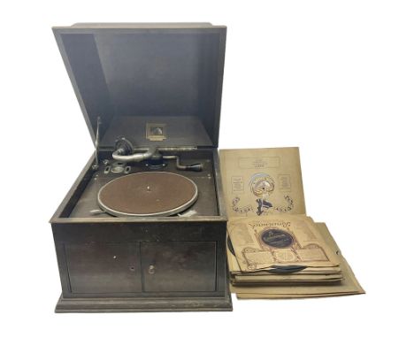 His Master's Voice Model 103 gramophone and records, record player H35cm when shut