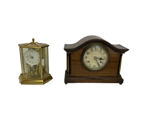 1930’s 8-day striking mantle clock and a brass cased kundo torsion clock