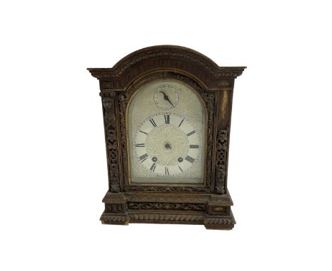 Edwardian German mantle clock striking the hours and half hours on two coiled gongs