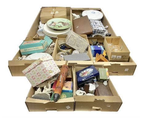 Large collection of items, to include tea service, Masons vase, glassware etc, in eight boxes 