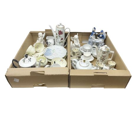 Royal Doulton Old Leeds Sprays coffee service, together with Shelley queen anne teacup, Bavaria tea service etc, in two boxes