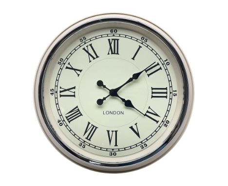 Reproduction enamel wall clock, marked London D42cm
