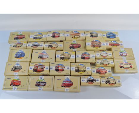 Thirty Corgi Classics bus models, including Commercials from Corgi and Public Transport from Corgi examples, boxed (30)