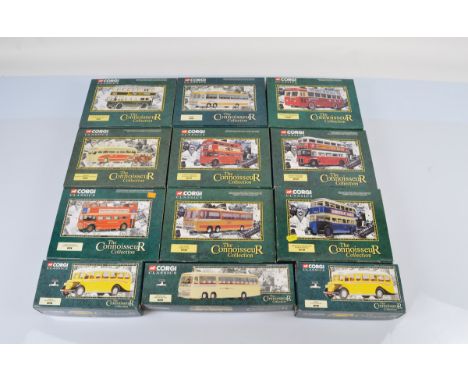 Twelve Corgi Classics Connoisseur Collection models, all bus examples, boxed (12)
