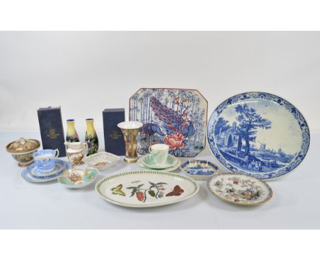 A collection of 19th and 20th Century British and continental pottery and porcelain, including a Graingers Worcester green tr