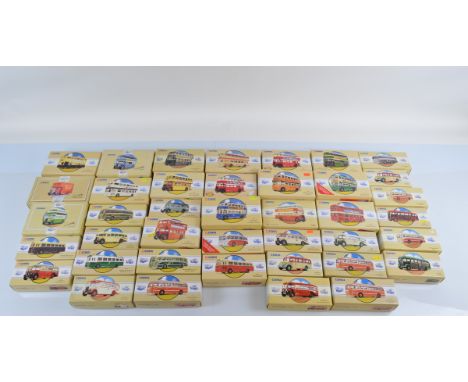 Forty Corgi Classics bus models, including Commercials from Corgi and Public Transport from Corgi examples, boxed (40)