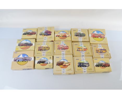 Fifteen Corgi Classics bus sets, all double packs, boxed.