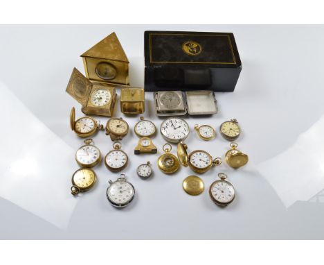 A collection of silver plated, gilt metal gentleman's, lady's and automobile fob watches including a quantity of travel watch
