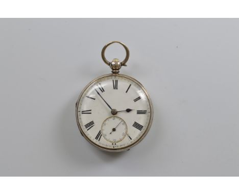 A Victorian silver open faced fob watch, by H Cooper of Worcester, white enamel face, seconds subsidiary, dated London 1859, 
