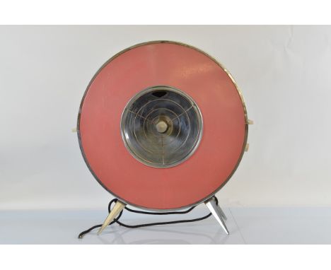 A 1960s chromed and enamel circular room heater, by Sofono 67cm high x 66cm wide x 21cm