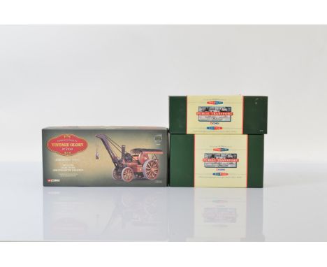 Two Corgi Premium Edition Public Transport models, 33101 and 33301. together with a Vintage Glory of Steam models 80108, boxe