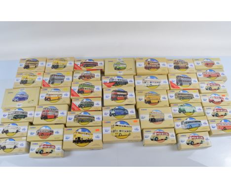 Forty Corgi Classics bus models, including Commercials from Corgi and Public Transport from Corgi examples, boxed (40)
