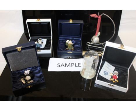Seven Arribas Bros crystal jewelled Disney figures - Army Mickey, Policeman Mickey, Fireman Mickey, Sorcerer Mickey, Mickey M