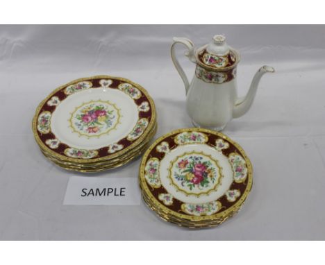 Royal Albert 'Lady Hamilton' pattern part tea and coffee service, to include coffee pot, 6 coffee cups, 5 coffee saucers, 6 t