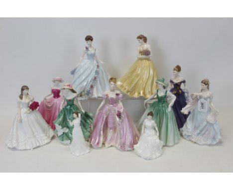 Group of Eleven figures - Coalport "Perfect Rose", "The Fairytale Begins", "The Dream Unfolds", Royal Worcester "With all my 
