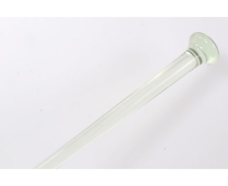 Unusual late 19th/early 20th century solid clear glass walking stick with knop handle, 89cm overall length