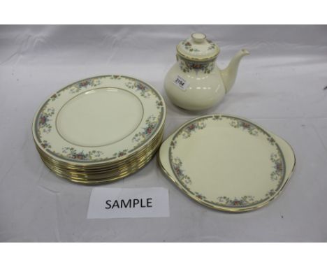 Royal Doulton 'Juliet' pattern tea and dinner service, to include 9 dinner plates, 10 side plates, 9 dessert plates, 9 soup c