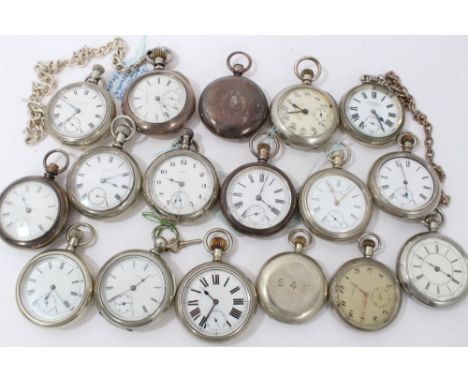 Collection pocket watches including military, marked with broad arrow numbered 73043F, British Rail pocket watch marked B.R. 