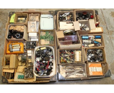 Large quantity of vintage radio/amplifier parts and spares (2 boxes)