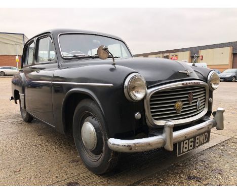 1954 Hillman Minx Mark VII, 1265cc engine, finished in black with red interior, Registration No. 186 BMD. Purchased new and r