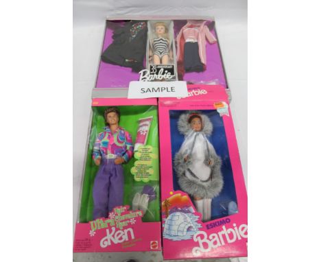 Collection of Barbie, boxed including 35th Anniversary, unboxed bionic action man and other toys including plastic cowboys an