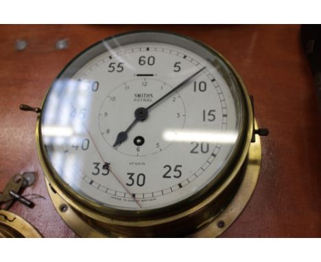 Mid 20th century Smiths Astral brass bulkhead stopwatch clock, numbered AP160174