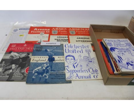 1950's period football programmes including Arsenal, England, Colchester etc.