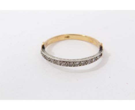 Gold (18ct) diamond eternity ring with a half hoop of single cut diamonds in platinum setting on 18ct gold shank, size O½Cond