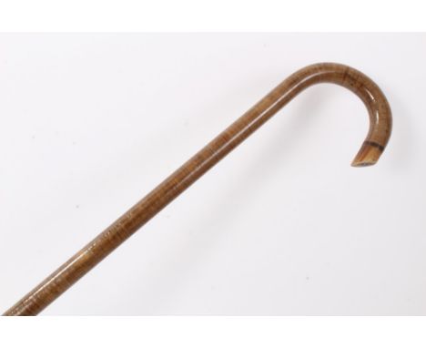 Early 20th century Officers' Service Brown walking stick, with metal cane covered with leather washers, and horn mounted croo