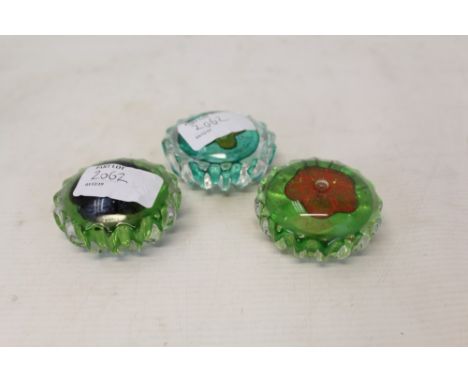 Three Caithness "Florette" Art glass paperweights by Colin Terris (3)
