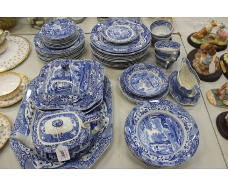 Quantity of Spode blue and white Italian pattern dinner and teaware, 55 pieces