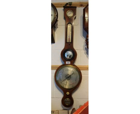 Nineteenth century inlaid mahogany cased barometer/thermometer